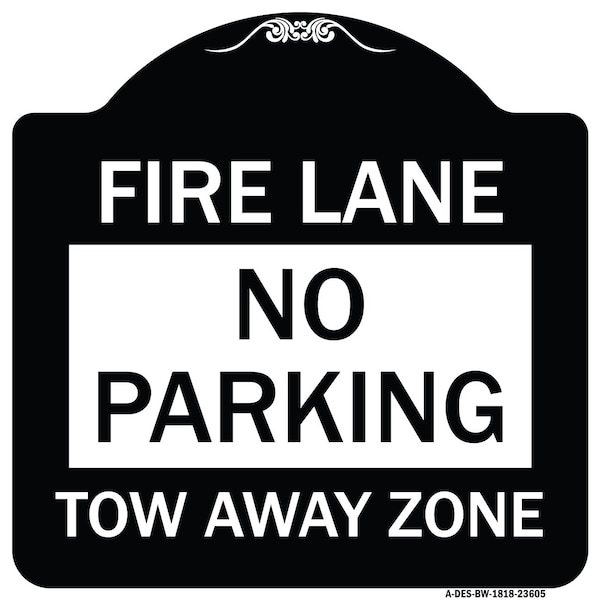No Parking Tow-Away Zone Heavy-Gauge Aluminum Architectural Sign, 18" x 18", BW-1818-23605